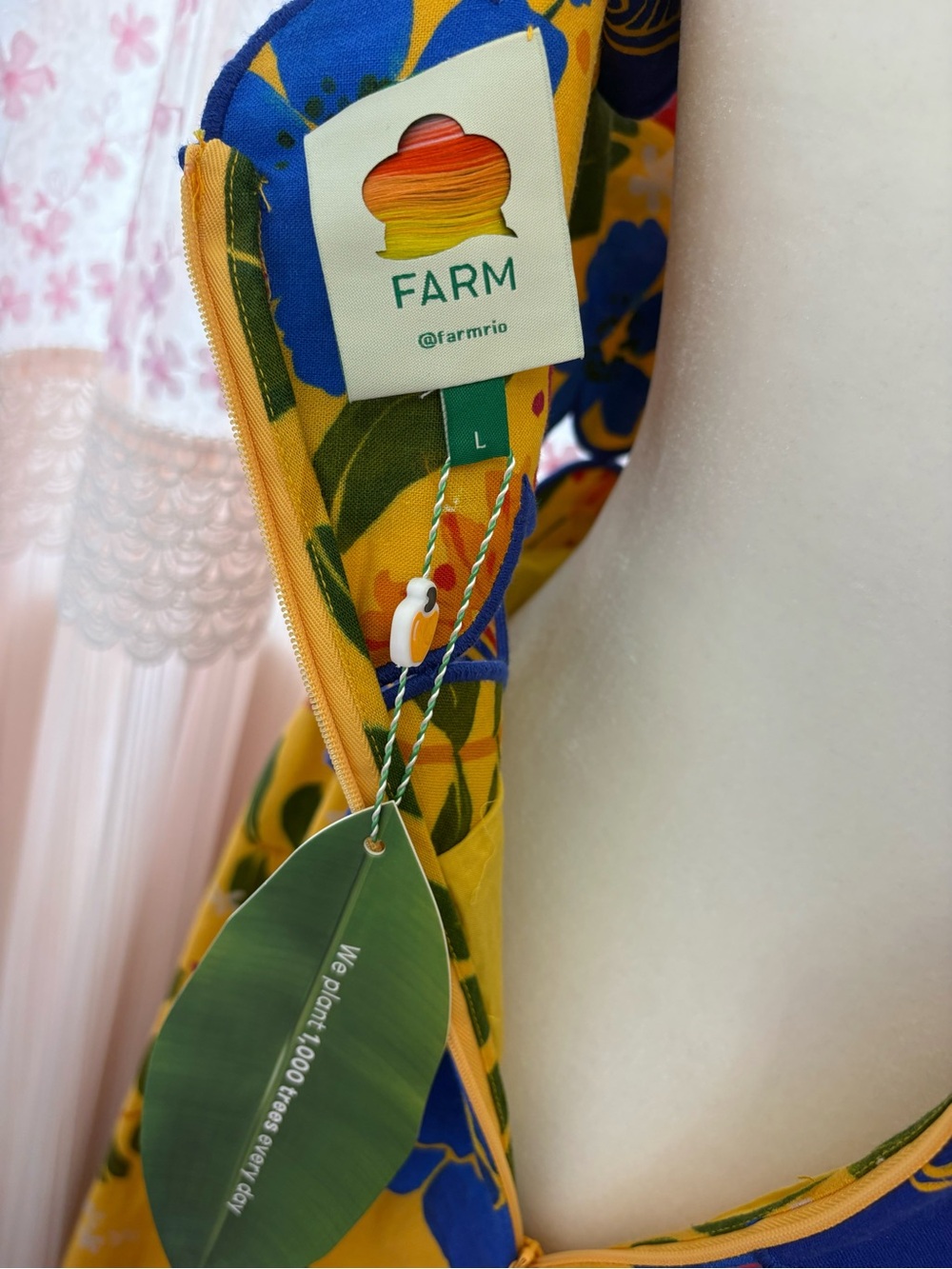 Farm Rio Cutout Floral Print Linen Blend Midi Dress - Picture 6 of 7